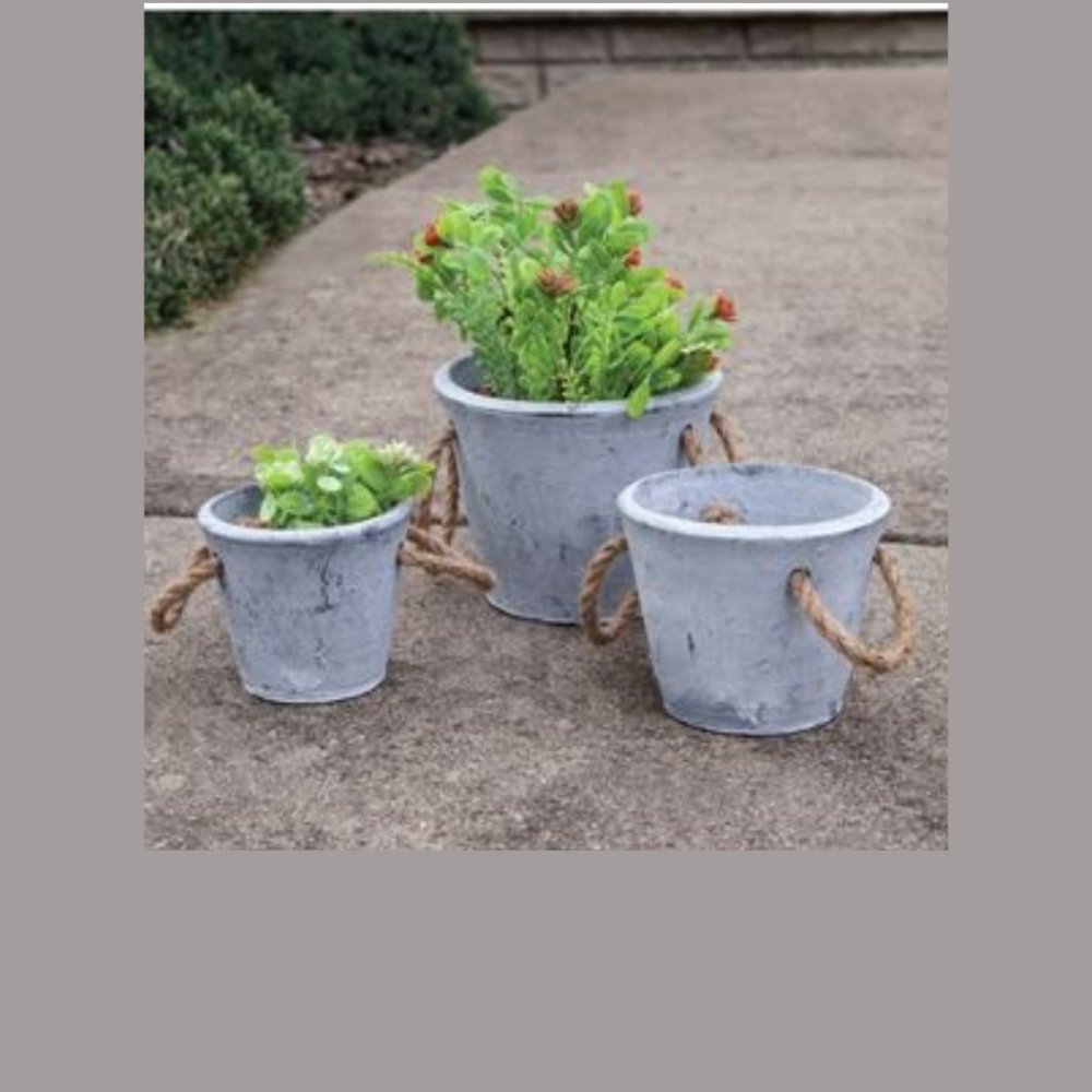 Cement Planters with Jute Handles
